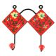 Red With Forest Green Leaf Flower Ceramic Tile Hook